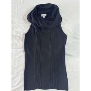 Joseph A Black Ribbed Sleeveless Cowl Neck Sweater Top XL Knit Minimalist Chic